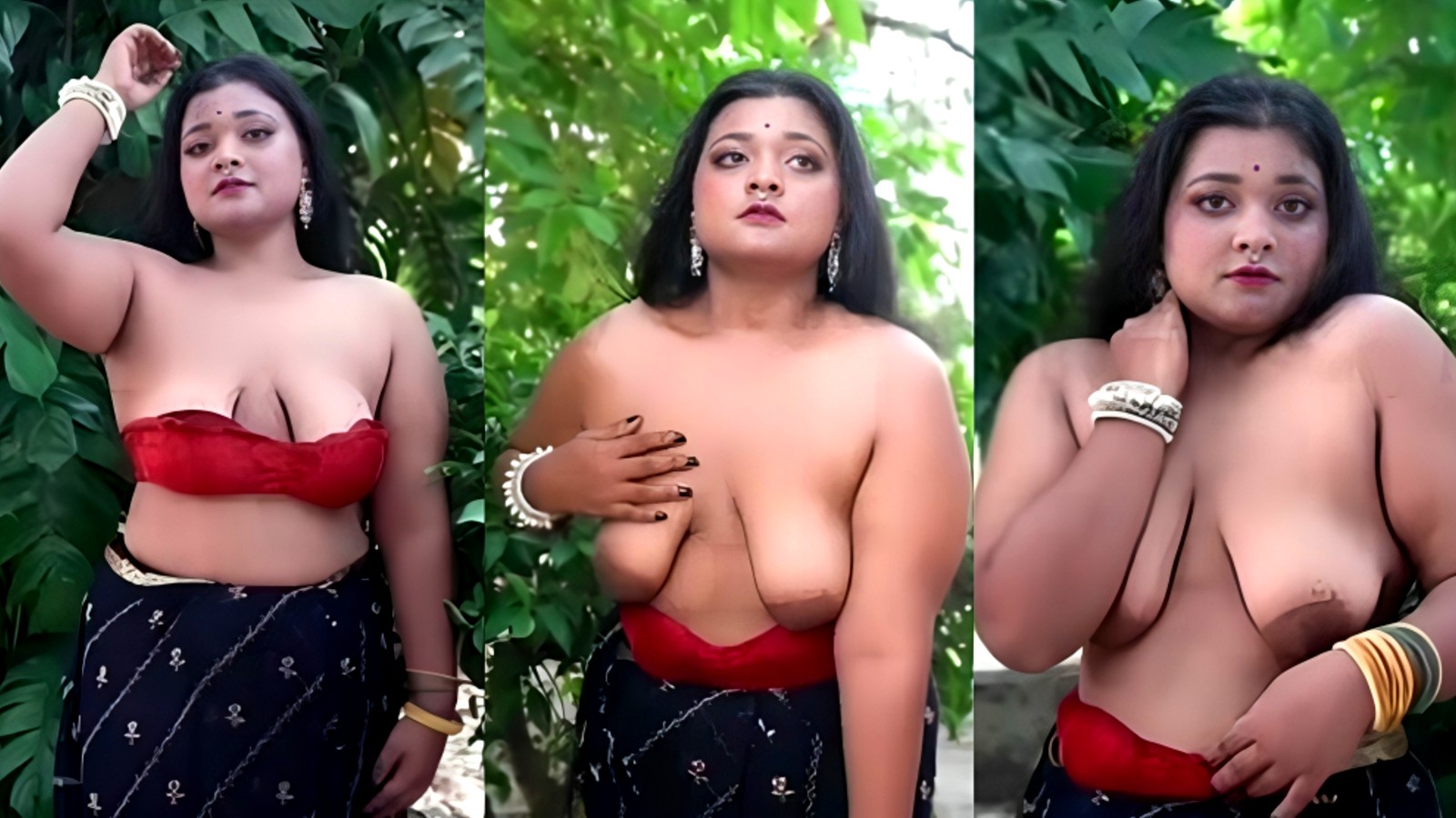 Bong Model Topless in Saree Shoot