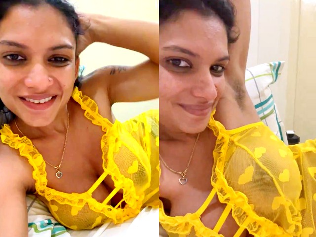 Resmi R Nair Showing Nipples through Transparent Yellow Dress